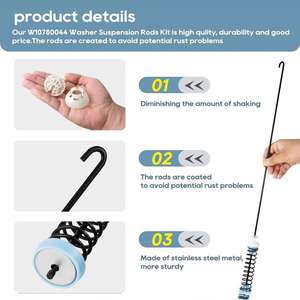 Tiges de suspension pour lave-linge W10780044 en acier durable, absorbant les chocs, pour les lave-linges Whirlpool - Product Image 2