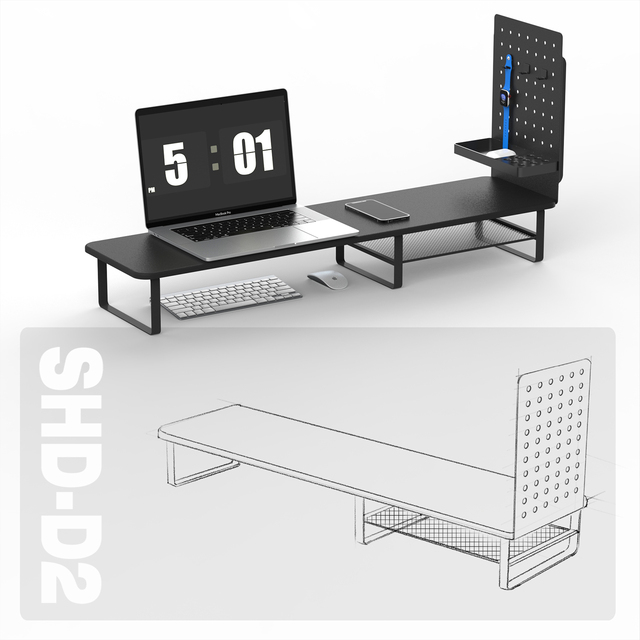 Key Point Pegboard Monitor Stand Storage Rack Organizer Wood Laptop Monitor Stand Riser for Gaming Desk Home Office Use