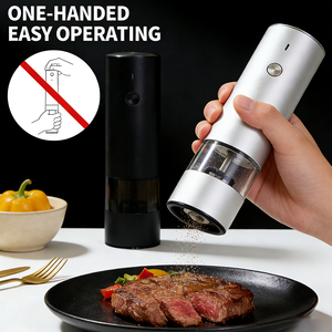 Kitchenware Stainless Steel Spice Automatic Rechargeable <b>Mini</b> Salt and Pepper Set Pepper Mill Portable - Product Image 4