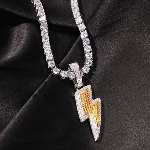 UWIN 힙합 AAA CZ 작은 번개 펜던트 여성 남성 랩퍼 두 톤 지르코니아 목걸이 럭셔리 도매 보석 - Product Image 3