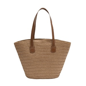Women's <b>straw</b> <b>bags</b>, large capacity, new style, vacation beach <b>straw</b> <b>bags</b>, woven vegetable baskets, commuter tote bucket <b>bags</b> - Product Image 4