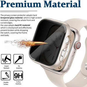 Protector de Pantalla de Vidrio Templado <span class=keywords><strong>2</strong></span> en 1 Anti-Espía y Anti-Arañazos, Funda Protectora para Reloj Compatible con <span class=keywords><strong>Apple</strong></span> <span class=keywords><strong>Watch</strong></span> 40 42 45 44mm 46mm 49mm - Product Image 3