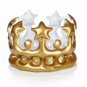 Corona inflable para decoración de fiesta, corona de princesa dorada