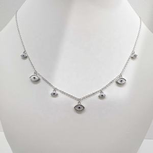 Precio de fábrica: Collar de plata de ley 925 con cuentas de colores, diseño de ojo, delicado, a la moda, para chica, vintage, de lujo, con borlas de circonita. - Product Image 3