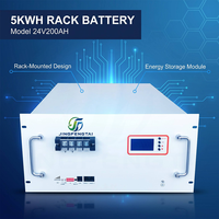 Batterie de stockage d'énergie domestique LiFePO4 JFT 24-200R-3 24V 200Ah, rack divisé 5.12kWh, affichage LCD, communication CAN, protection