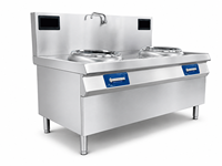Cuisinière à induction commerciale en acier inoxydable 30KW, double wok, pour restaurant chinois, cuisson par sauté