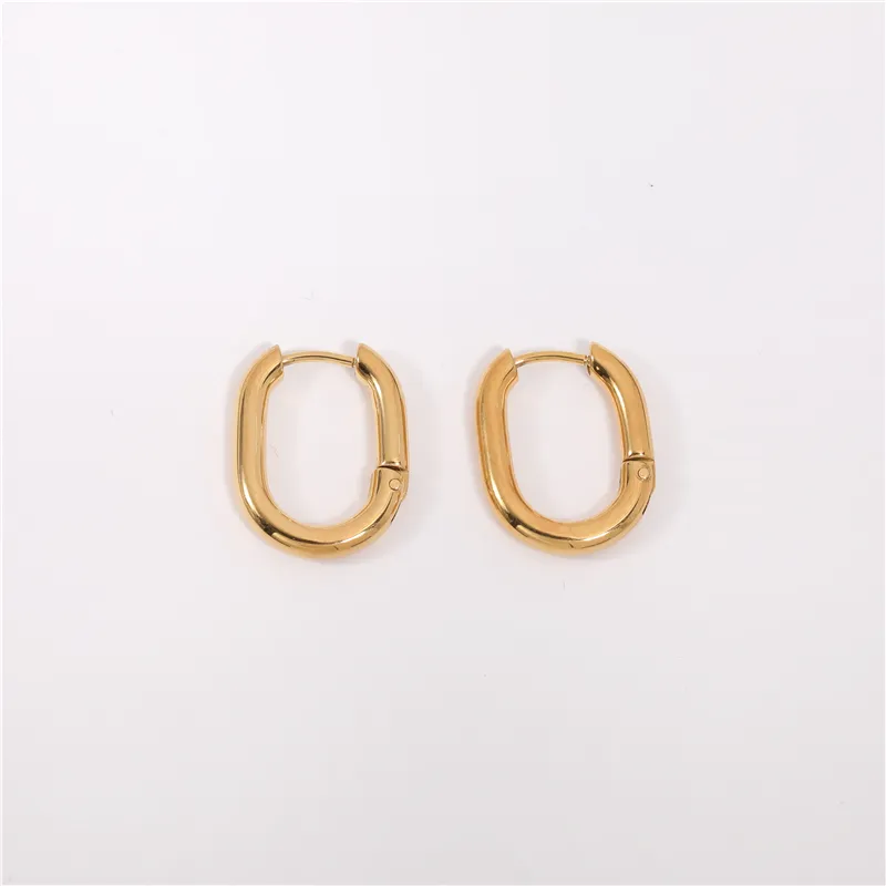 Серьги-кольца из нержавеющей стали, овальные геометрические украшения под золото 14 к в минималистическом стиле, ювелирные изделия