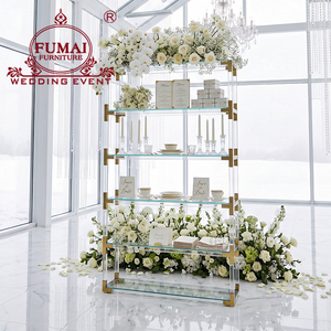 ชั้นวางไวน์อะคริลิค FUMAI โครงทองเหลือง เฟอร์นิเจอร์บาร์ทันสมัย ชั้นวางของสำหรับงานแต่งงาน ชั้นวางโชว์ 5 ชั้น - Product Image 2