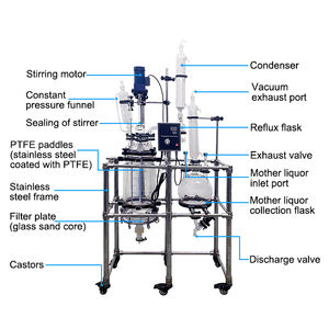 Reactor de filtro de cristalización de vidrio con camisa Filtro químico Reactor de cristalización de vidrio - Product Image 6