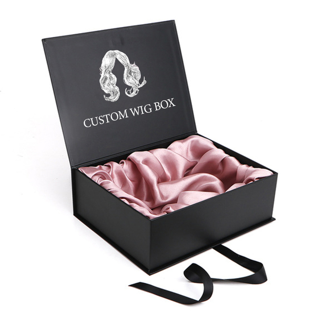 Wholesale Custom Logo Black Luxury Cardboard Paper Wig Hair Extension Gift Package Box Magnetic Packaging Boxes for Wigs