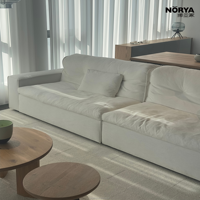 Canapé NORYA moderne blanc, rembourré en duvet et plumes, tissu doux, 3-4 places, profil bas, pour salon de villa