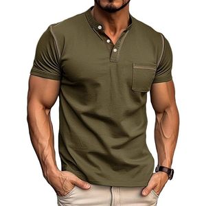 เสื้อเชิ้ตเฮนลีย์แขนสั้นผู้ชาย FOXA ผ้าฝ้าย ระบายอากาศได้ดี สวมใส่สบาย - Product Image 1