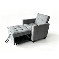Canapé-lit convertible moderne en tissu chenille avec cadre métallique, port USB et poche de rangement – Conception gain de place pour appartement et chambre d'amis