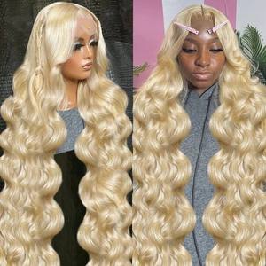 30 40 pouces péruvienne vague de corps 613 <span class=keywords><strong>blond</strong></span> 13x6 Full HD dentelle frontale perruque cheveux humains bruts 250% densité <span class=keywords><strong>blond</strong></span> miel dentelle avant perruques - Product Image 1