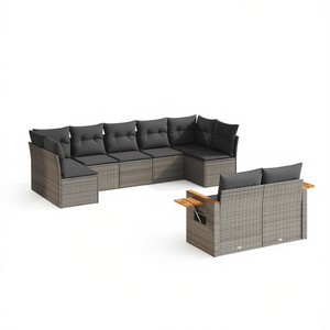 Ensemble de canapés de jardin gris foncé 6 places en rotin, mobilier d'extérieur résistant aux intempéries, design contemporain - Product Image 1