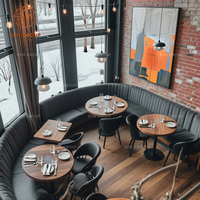 Café-restaurant demi-cercle rond incurvé restaurant canapé-cabine table et chaise ensemble de meubles
