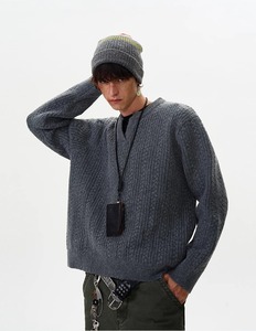 Gris Fried Dough Twists Motif <span class=keywords><strong>Pull</strong></span> Hommes Casual Hommes Hommes Tricots Chandails - Product Image 4