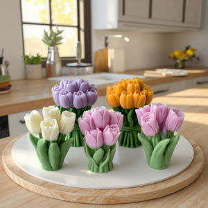 J10-404 Stampi in Silicone per Candele per Aromaterapia a Forma di Bouquet di Tulipani, Stampi a Fiore Fai da Te Fatti a Mano per Ornamenti in Gesso a Goccia - Product Image 4