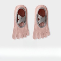 Calcetines de Yoga y Pilates Profesionales Antideslizantes de Cinco Dedos, Personalizados, con Puño en la Parte Inferior, Tejidos para Otoño, Ecológicos y Transpirables