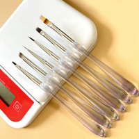 Nouveau set de pinceaux à ongles multifonctionnels de style japonais, électroplaqués UV, colorés, en forme de gourde, pour liner, en silicone et plastique, lot de 6