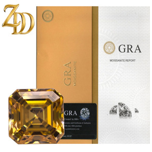 GRA Moissanite Asscher Cut Golden Yellow Loose Gemstone For Jewelry Making - Product Image 1