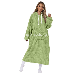 Accappatoio Invernale <span class=keywords><strong>da</strong></span> <span class=keywords><strong>Donna</strong></span> in Flanella Foderato in Pile Spesso con Cappuccio Lungo e Ampio in Pile Corallo per Casa Pigro Pigiama - Product Image 5
