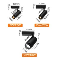 Projecteurs sur rail LED Zoom modernes, spots COB noirs à focalisation réglable, éclairage de plafond, lampe industrielle