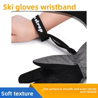 Gants de sport en nylon noirs avec bande auto-agrippante, sangle élastique, attache pour détection de pointeau, longueur poignet, pour le ski, le snowboard et les activités de plein air