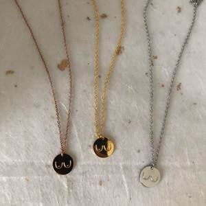 Collar con Colgante <span class=keywords><strong>de</strong></span> Disco Pequeño Personalizado con la Frase 'Feminista y Poderosa', Concientización sobre el Cáncer <span class=keywords><strong>de</strong></span> Mama, Joyería Simple <span class=keywords><strong>de</strong></span> Acero Inoxidable para <span class=keywords><strong>Lactancia</strong></span> - Product Image 5