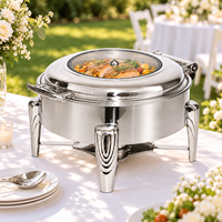 Plats de service chauffants circulaires de luxe en acier inoxydable 6L pour buffet et hôtel, chauffe-plats commerciaux à alcool