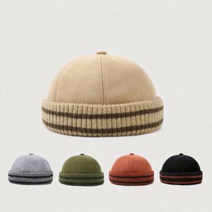 Chapeau Docker tricoté rayé style japonais vintage, automne-hiver, pour femmes et hommes, chapeau docker décontracté, casquette de baseball pour sports de plein air - Product Image 2