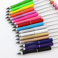 Crayons sans fin Lapiceros Forever Beadable DIY Neon Round Toppers Crayon infini avec gomme Crayons mécaniques