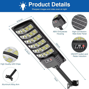 Lampadaire <span class=keywords><strong>Solaire</strong></span> Intégré 1000W avec Panneau Monocristallin, Étanchéité IP65, Corps en ABS, <span class=keywords><strong>Lampe</strong></span> Routière LED Haute Puissance <span class=keywords><strong>pour</strong></span> Autoroute et Parc - Product Image 3