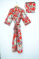 100% ethnique coton belle fleur imprimé à la main Kantha Kimono Robe vêtements de nuit Robe de chambre vêtements de plage pour les femmes vente en gros