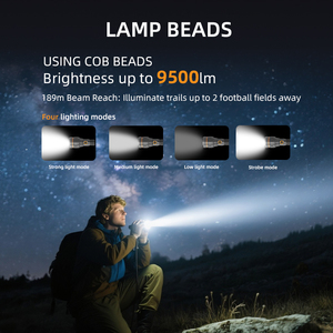 Độ sáng cao 9500lumens mạnh mẽ dẫn đèn pin với 5000mAh Pin chiến thuật đầu sạc khẩn cấp Torch cho cuộc phiêu lưu - Product Image 3