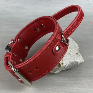 Heavy Duty Handmade Padded Genuine Luxury Leather Pet Dog Collar Custom Luxury Softly Padded Pet Leather Dog Collar