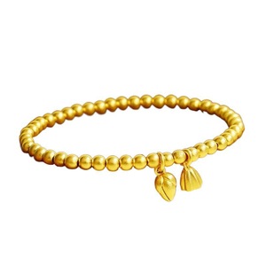 Vintage <b>Beaded</b> <b>Bracelet</b> 9K Gold Jewelry 24K Gold Plated Imitation Pearl Flower <b>Charm</b> Unisex Gift - Product Image 5