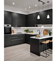 Armoires de cuisine modernes CBMmart en noir complet, design professionnel, avec un bon rapport qualité-prix, meubles de cuisine modulaires