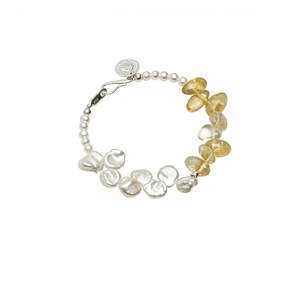 Bracelet en perles baroques de citrine de style français avec fermoir argenté réglable - Product Image 4