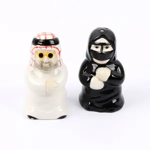 Juego de coctelera de sal y pimienta personalizado de cerámica, recuerdo hecho a medida de Arabia Saudita