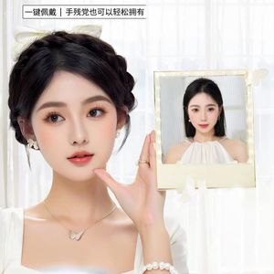 Diadema trenzada con peluca para mujer, estilo princesa, peinado recogido, efecto moldeador de rostro, aspecto natural, para cualquier forma de rostro, fibra resistente a altas temperaturas - Product Image 4