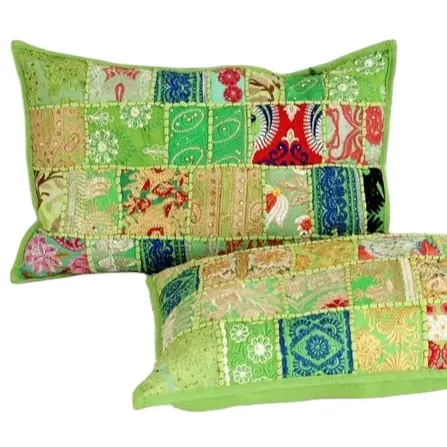 Индийская винтажная Лоскутная декоративная наволочка ручной работы, красочная декоративная наволочка для подушки, наволочка для подушки в стиле пэчворк