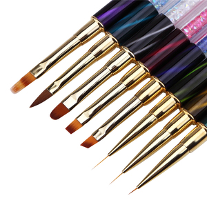 Set de 10 Pinceles para Decoración de Uñas con Diamantes, Diseño de Ojo de Gato, Punta Plana para Dibujar Líneas, Pinceles para Fototerapia - Product Image 3