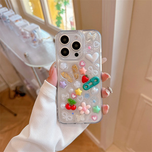 Pin creativo mantequilla mosca gota pegamento funda de teléfono para iPhone 16Pro Max 15 14Pro amor estrella cereza funda protectora transparente 13 - Product Image 6