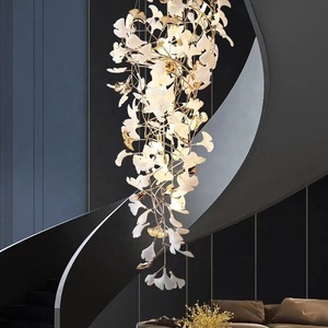 Candelabro de hojas de porcelana de lujo, lámpara colgante en forma de rama de árbol para techo alto, sala de estar, pasillo de Hotel - Product Image 2