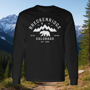 T-shirt a maniche lunghe Breckenridge Co Bear Mountain, girocollo, abbigliamento promozionale unisex per adulti - Product Image 2