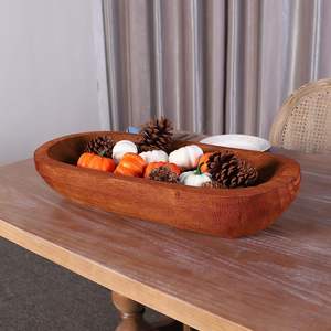 Ciotola di pasta in legno per arredamento 23.75 lx11.25w pollici grande ciotola TrayHand intagliato rustico, ciotola <span class=keywords><strong>lunga</strong></span> in legno per la casa arredamento tavolo centrotavola - Product Image 6