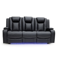 Ensemble de canapés inclinables électriques en cuir Geeksofa pour home cinéma, 3+2+1 places, avec console et haut-parleur Bluetooth pour salon