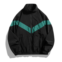 Blouson Bomber Unisexe Printemps Décontracté Ample Respirant Col Montant Fermeture Éclair Color Block 100% Coton