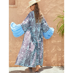 TW 2024 nuovo <span class=keywords><strong>Cardigan</strong></span> a righe zebrate a maniche lunghe Bikini copricostume da mare - Product Image 4